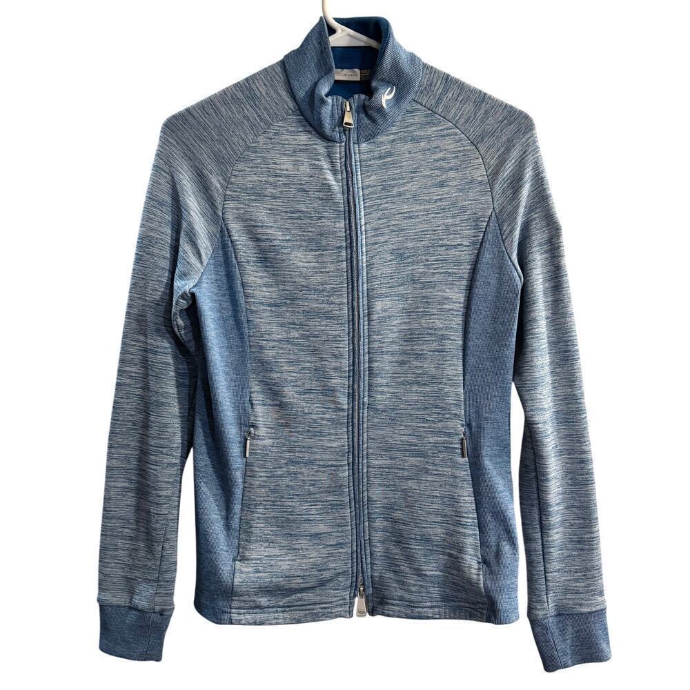 KJUS Women's Medium Lara Techwool Full Zip Blue Jacket Activewear Performance